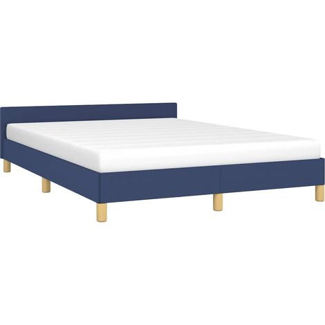 Cadre de lit avec tĂŞte de lit sans matelas bleu 140x200cm tissu vidaXL (1/5)