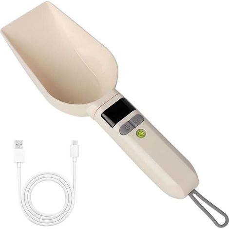 Elektronische Waage mit Messlöffel, 800 g Kapazität, LCD-Display und USB-Ladeanschluss