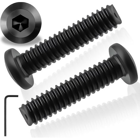 25 vis m5, acier inoxydable 304, tête plate cylindrique, finition noire, avec clé hexagonale, pour machines et meubles (1/5)