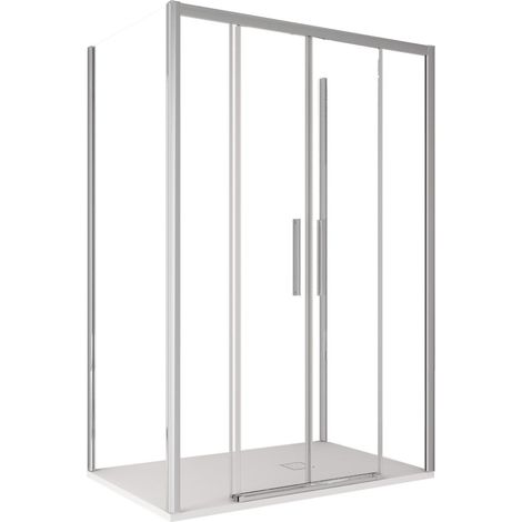 Box Doccia 3 Lati 80x140x80 cm 2 Ante Scorrevoli in Cristallo Trasparente 6mm H195 Bonussi Eliane (1/4)