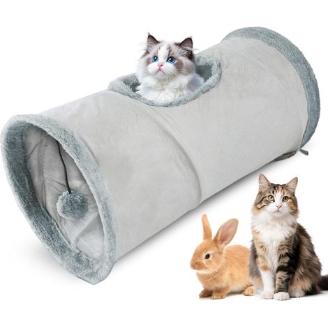 Tunnel pour Chat Pliable, Tunnel de Jeu pour Chat avec Balle, Jouet Tunnel pour Chat d'Intérieur, Tunnel pour Animaux avec Bruissement, Tuyau pour Chat, Lapin, Furet et Petits Animaux (1/5)