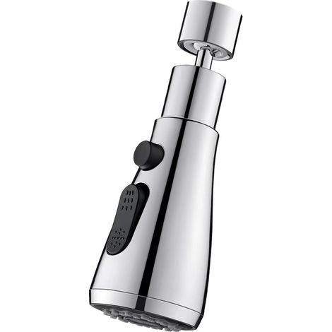 Sollbry Grifo de cocina con rociador de 360 grados, boquilla de 3 modos con aireador, cabezal giratorio para grifo mezclador, adaptador universal G1/2 (1/4)