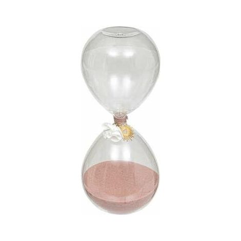 Reloj de arena de cristal Flo de 20 cm con arena rosa (1/5)
