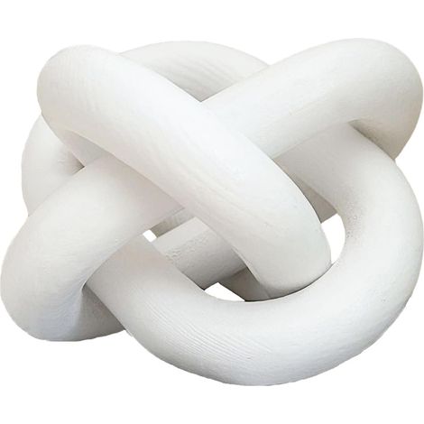 Nœud décoratif en Bois à 3 maillons - Décoration bohème - Décoration de Table Basse en Bois sculpté à la Main - pour Maison, Salon, Chambre à Coucher, étagère de Ferme Moderne (Blanc) (1/5)