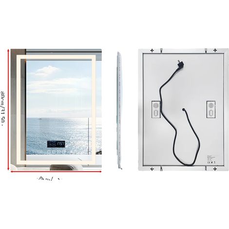 Miroir de Salle de Bain Éclairé, Haut-Parleur Bluetooth, Fonction Anti-Buée, 60x80cm (24x32 inch) (1/2)