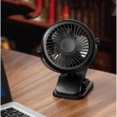 Ventilateur - Non spécifié - Mini Ventilateur USB - 3 Vitesses - Rechargeable - Clip Portable Noir (1/4)