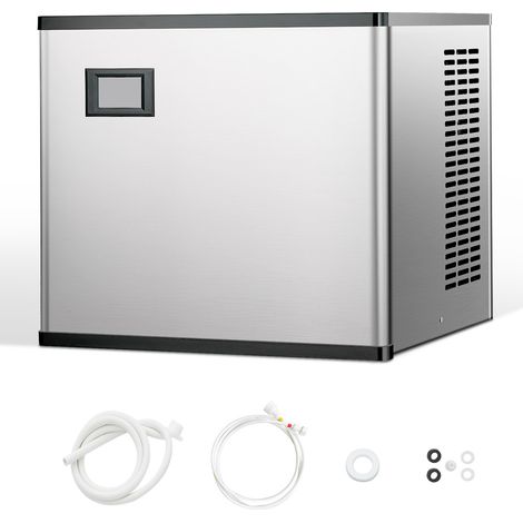 VEVOR Machine a Glacons Capacite 136 kg/24 h, Appareil de Preparation de Glacons avec Fonction Autonettoyage, en Acier Inoxydable, avec Panneau de Commande Intelligent, pour Cuisine Bar Bureau Maison