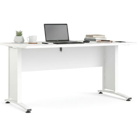 Schreibtisch Ascorbato, Platte aus veredeltem Holz, 80x150x74,5h cm Weiß