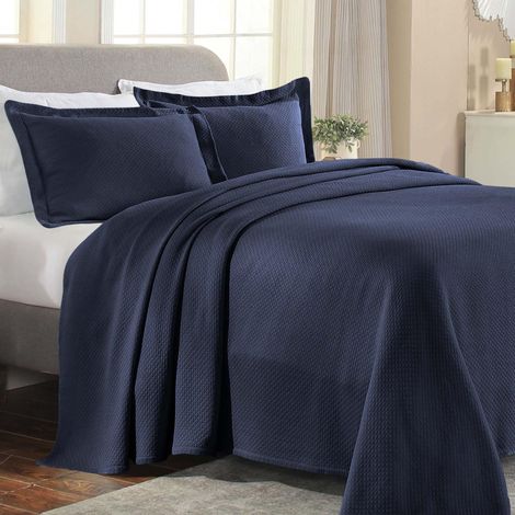 Superior Copriletto in cotone, blu navy, matrimoniale
