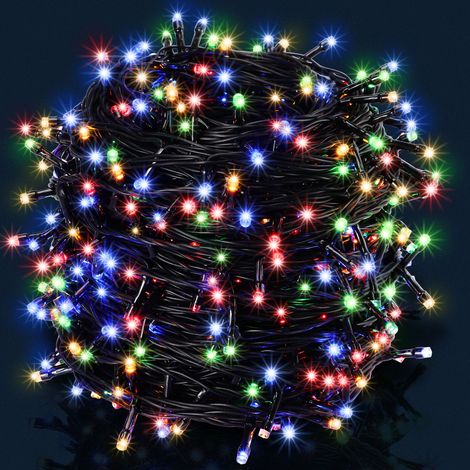 MONZANA® Lichterkette 200/400/600 LED IP44 Innen Außen Kabel Weihnachtsdeko Leuchtkette Lichtervorhang Weihnachtsbeleuchtung Warmweiß Kaltweiß Bunt 40m bunt - schwarzes Kabel
