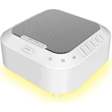 Tragbares Gerät mit weißem Rauschen für Erwachsene und Babys mit 28 beruhigenden Klängen, Nachtlicht, Schlaftimer, Ventilator-, Meeres-, Bach- und Regengeräuschen sowie Schlafliedern. USB-aufladbar. (1/5)