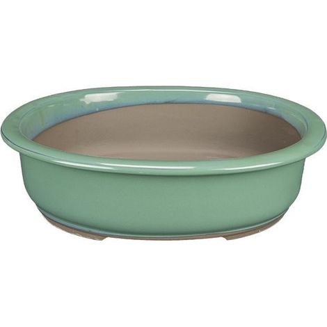 Vaso bonsai ovale smaltato verde 24 cm