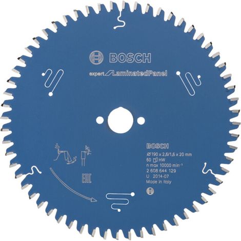 Bosch – Lame de scie circulaire 190mm pour panneaux stratifiés – Alésage 20mm – 60 dents ATB – Coupe nette sans éclat – 2608644129 (1/5)