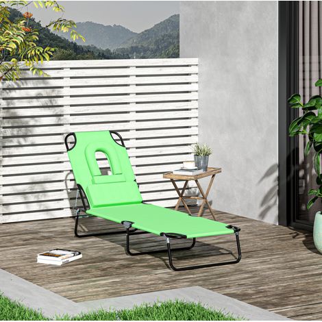 Transat bain soleil pliant 187x58 cm vert HAVRYA (1/3)