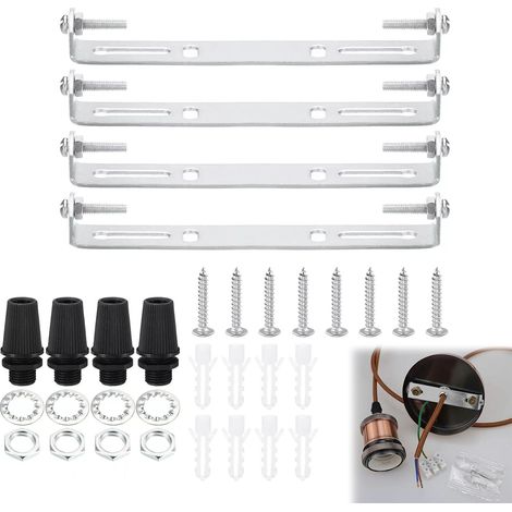 ceiling bracket for lamp 115mm ceiling light plate kit, 4 mounting brackets with screws for ceiling hanging chandelier, ceiling lamp fixing plate for desk (1/5)