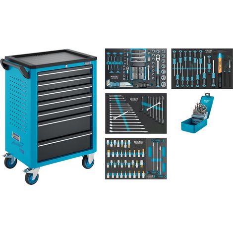 Hazet Werkstattwagen Assistent 176N-7, Sortiment, 256-tlg., Schubladen, flach: 5× 81 x 522 x 348 mm, Schubladen, hoch: 2× 166 x 522 x 348 mm (1/5)