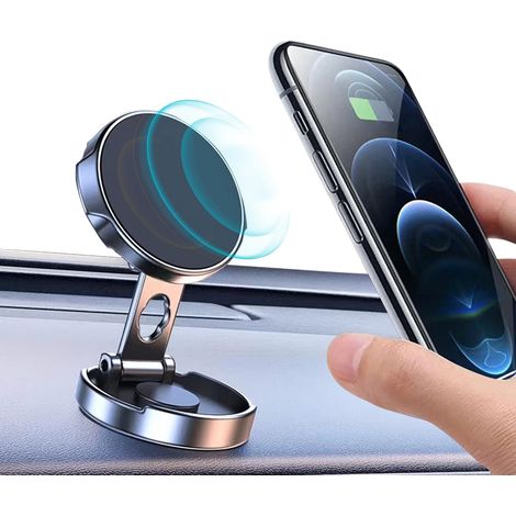 Support magnétique pour voiture avec six aimants puissants trois cent soixante degrés pour tableau de bord compatible tous smartphones (1/5)