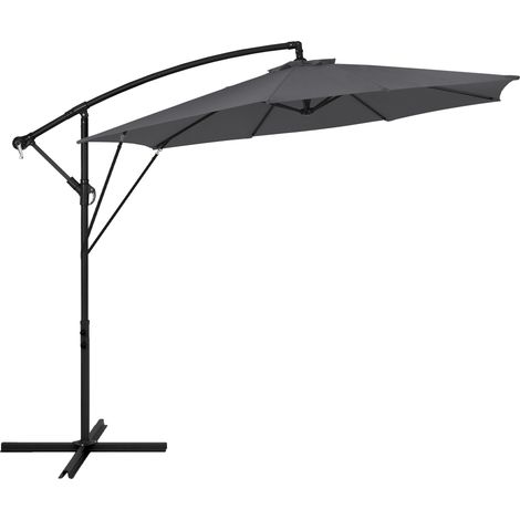 ML-Design Ampelschirm Ø 300 cm, Anthrazit, Alu Sonnenschirm mit Kurbel, Gartenschirm UV50+ Sonnenschutz & wasserabweisend, Marktschirm 360° drehbar & neigbar, Terrassenschirm mit Abdeckung & Ständer