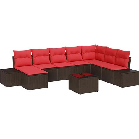 Maison Exclusive - Set Divano da Giardino con cuscino 9 pcs Marrone polyrattan