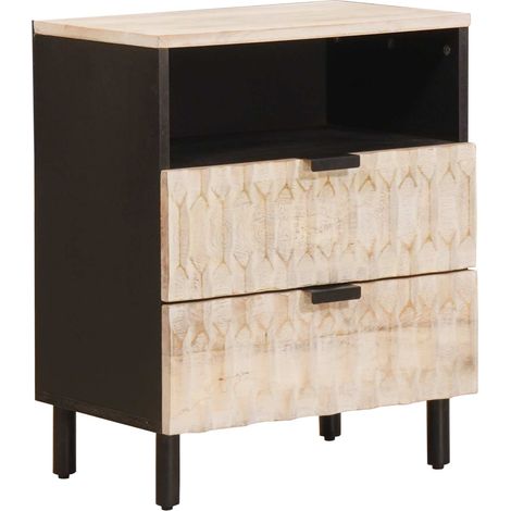 vidaXL  Bedside Cabinet  White 50 x 33 x 60 cm Solid Mango Wood