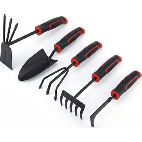 Scheppach Gartenset 5-tlg. Doppelhacke Grubber Pflanzkelle Fugenkratzer Harke