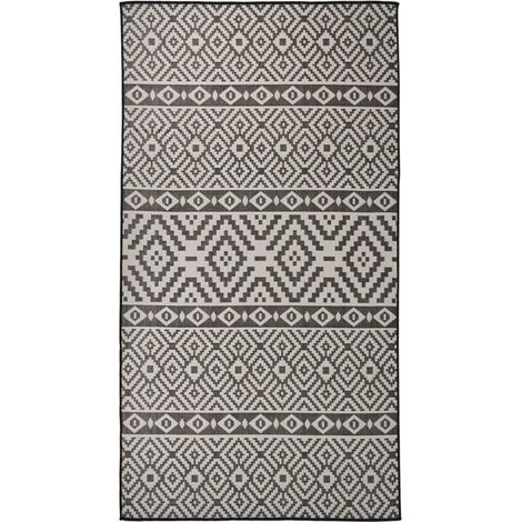Tappeto da Esterni a Tessitura Piatta 80x150 cm Strisce Nere vidaXL (1/5)
