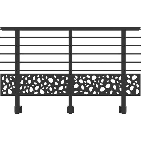 Barandilla de aluminio gris antracita, 190 cm, para montaje en pared con accesorios - Patrón de guijarros KORAB SUNNY (1/5)