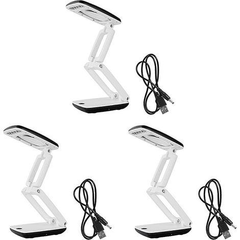 3 pièces Lighted Bureau Magnifying Verre lampe avec lampe sur Pied LED portable de poche Magnifier Visor pliant 3X (1/5)