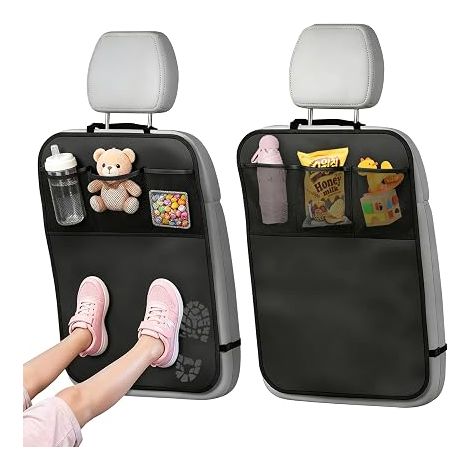 2 Pièces Organiseur de Voiture pour Enfant, Protections Dossier de Siège Voiture avec 3 Poches, Rangement Siege Voiture pour Bouteilles Jouets Livres, s’Adapte à la Plupart des Véhicules (1/5)