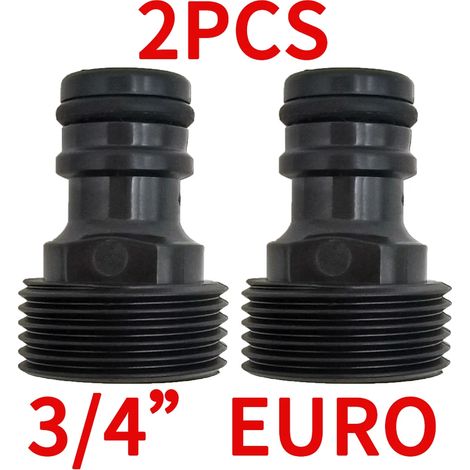 (c-EURO-2pcs-3/4'') Raccord rapide EURO USA 3/4 pouce mâle fileté pour tuyau d'arrosage, système d'irrigation goutte à goutte (1/5)