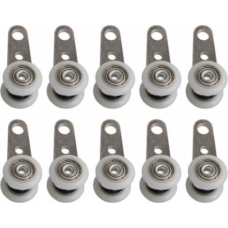 Lot De 10 Roulettes Pour Baies Vitrées Ou Portes Coulissantes - En Métal Et En Plastique - 4,5 X 1,9 Cm