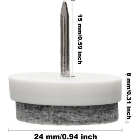 50 Pcs Patin Chaise a Clouer 24mm Blanc Tampon Chaise en Feutre pour Protéger Pieds des Meubles (1/3)