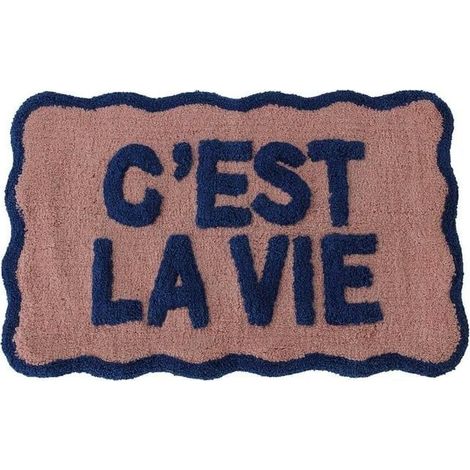 Tappeto da Bagno 'C'est La Vie' in Cotone 50x80 cm Multicolore