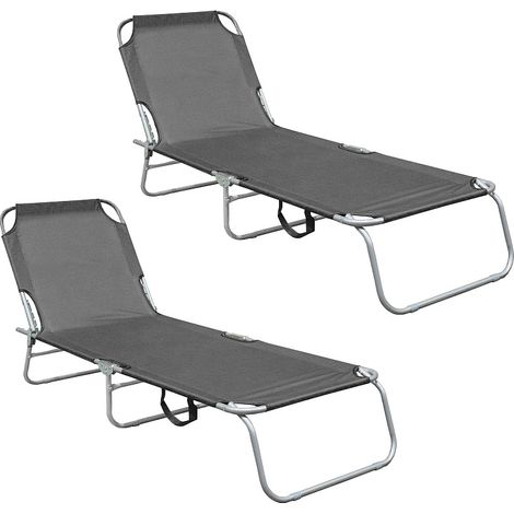 Aga 2x Tumbona de jardín reclinable Gris