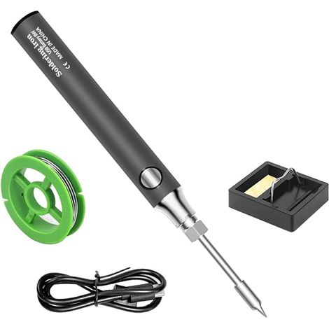 8W USB Soldering Iron Kit with Adjustable Temperature 330-450℃ Electric Soldering Iron Cordless Soldering Iron for Soldering and Repair Grey (1/5)