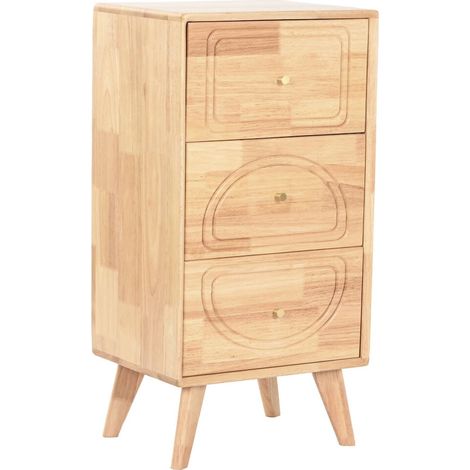 Commode scandinave en bois de hevea style naturel épuré - bois naturel clair finition dorée (1/5)