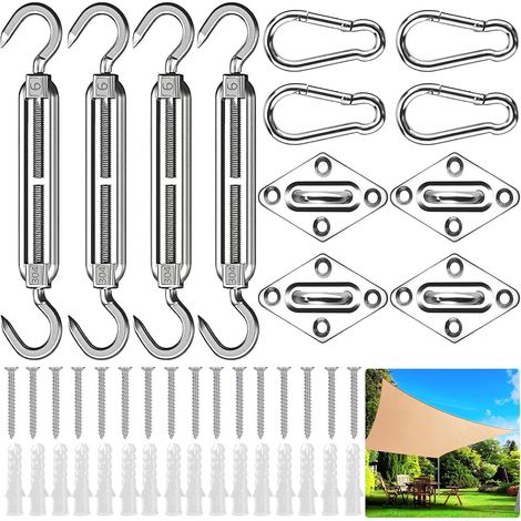 Shade Sail Fixing Kit, Shade Sail Fixing Mounting Kit, Garden Sail Fixing Kit for Garden (1/5)