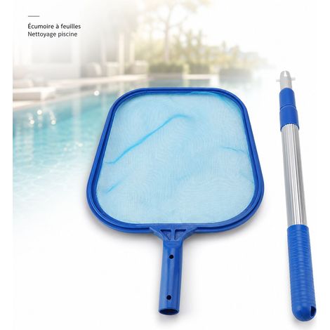Écumoire à Feuilles + Sans Marque + 3x35cm + Maille Fine Bleue, Perche Télescopique ABS, pour Piscine et Étang (1/5)