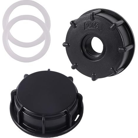 Adaptateur IBC S60 x 6, filetage intérieur 1/2" avec couvercle de réservoir, bouchon de fermeture, tuyau d'arrosage, adaptateur IBC, accessoire pour réservoir d'eau de pluie, valve de tonnelle (1/5)