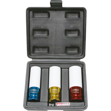 KS Tools - Jeu de 3 douilles à chocs pour jantes aluminium, 17, 19, 21 mm - 515.1005 (1/4)
