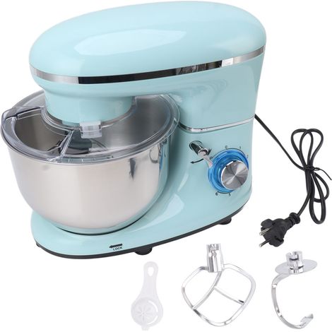 Batteur sur socle électrique 8 vitesses 6,5L bol inox malaxeur pâtissier avec crochet pétrisseur fouet 1400W prise UE 220V bleu (1/5)