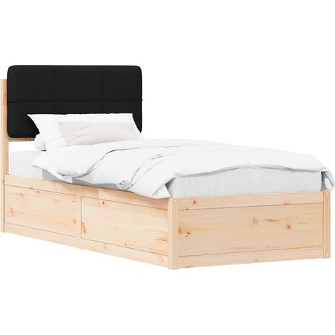 Letto con Testiera Rivestita Nero 80 x 200 cm Pino massello vidaXL