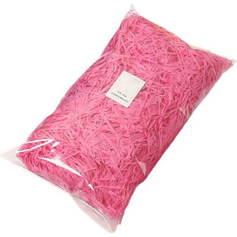 Emballage de remplissage en rafia rose 100g, copeaux de papier colorés brillants, inodore, pour décoration de boîte cadeau et garnissage. (1/5)