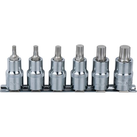 KS Tools 918.0645 1/4''CHROMEplus Bit-Stecknuss-Satz XZN, 6-tlg. (1/2)