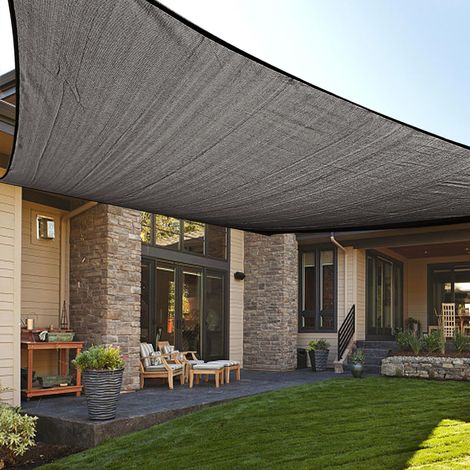 Voile d'ombrage rectangulaire Gris foncé, 1,98/3,05/3,66/3,96/4,27/4,88/6,10 m, Protection UV, pour extérieur, terrasse, Jardin, Cour, 1,98 x 3,05 m (1/5)