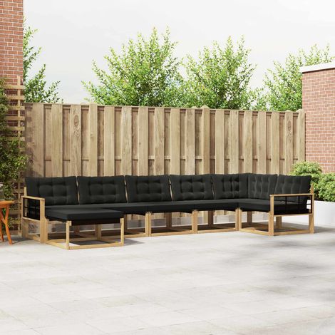 vidaXL Outdoor-Sofagarnitur 7 Stk. Weiß und Schwarz Massivholz Akazie (1/5)