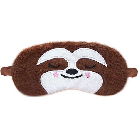 Masque de sommeil rose en peluche pour enfant, femme, fille, adulte, homme, licorne, masque de sommeil fantaisie, masque de sommeil dessin animé, taille unique, marron (1/3)