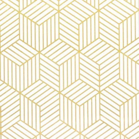 Selbstklebende Tapete mit geometrischen goldenen Sechseckstreifen – Selbstklebende Tapete – Für Möbel – Gold und Weiß – 45 x 500 cm – Weihnachtsgeschenkpapier