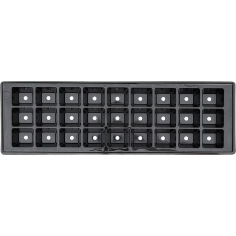Topfplatte 480x140x45 mm mit 27 Töpfen aus Kunststoff Ø 4,5 cm gelocht (1/3)
