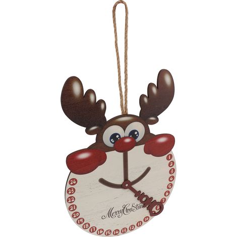Compte à rebours de Noël, horloge en bois en forme de cerf à suspendre, décoration murale pour la chambre (1/5)